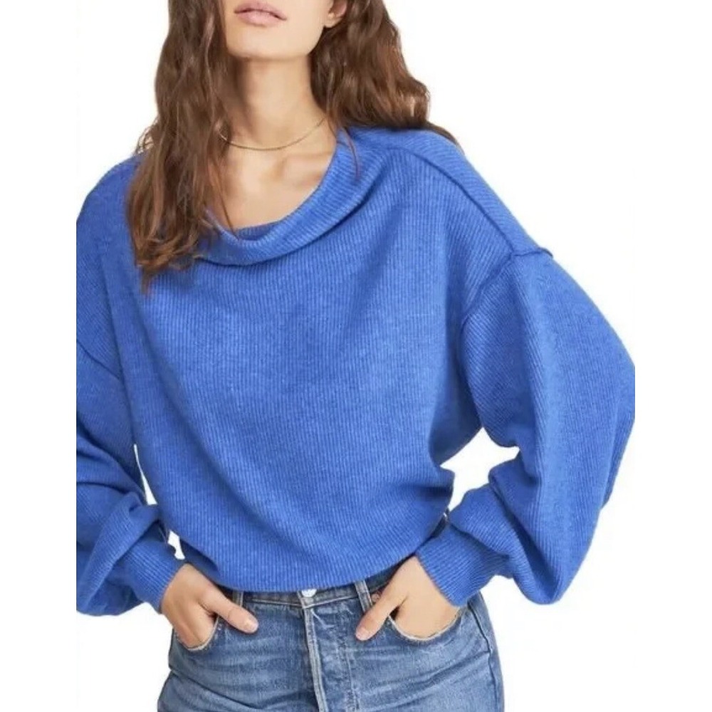 Free People We the Free Main Squeeze Brushed Hacci Dolman Boho Shirt Blue XS